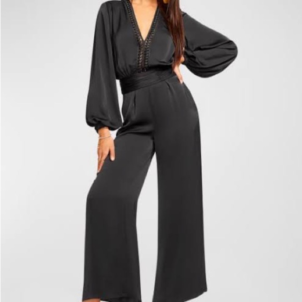 Ramy Brook Black V-Neck Wide-Leg Jumpsuit